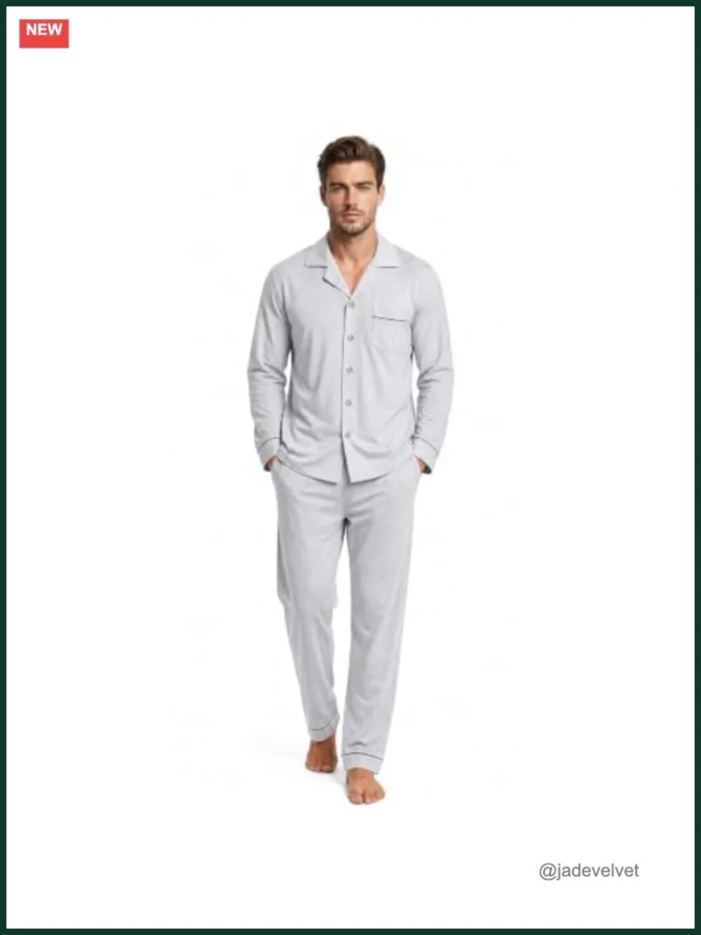 100% Cotton Long Sleeve Button Down Pajama Set with Pants
